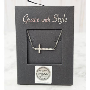 Swarovski Crystals Grace with Style Cross Necklace Hes On My Side E2900 NIP